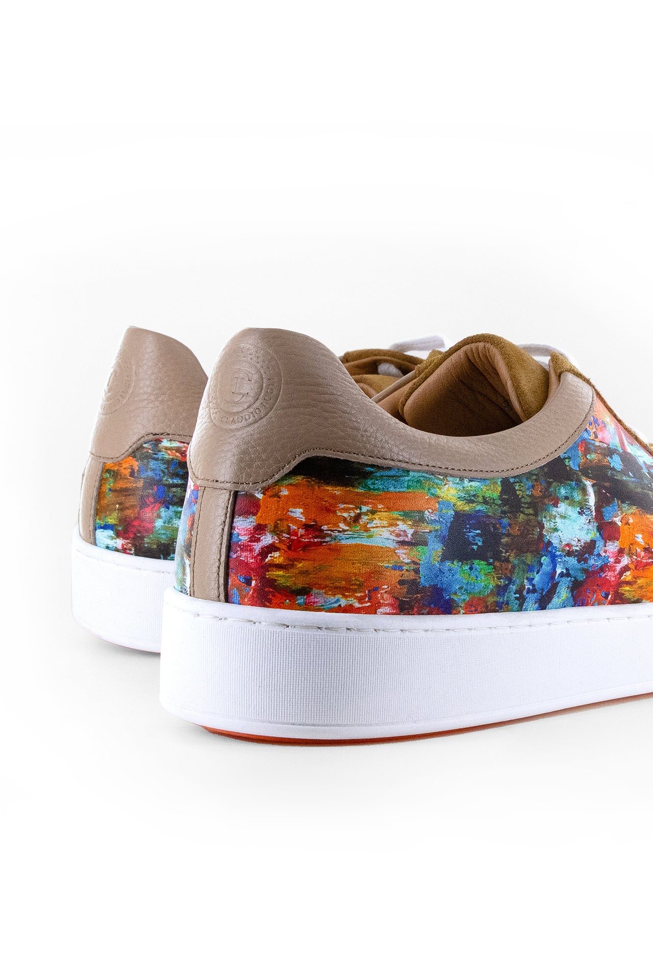 PAINT BRUSH PRINT SUEDE AND LEATHER SNEAKERS