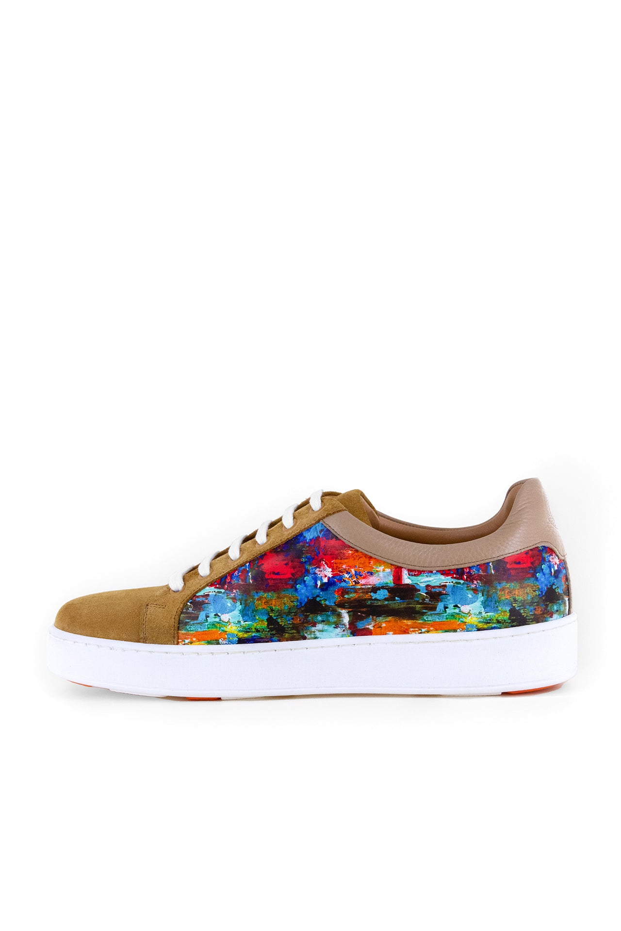 PAINT BRUSH PRINT SUEDE AND LEATHER SNEAKERS