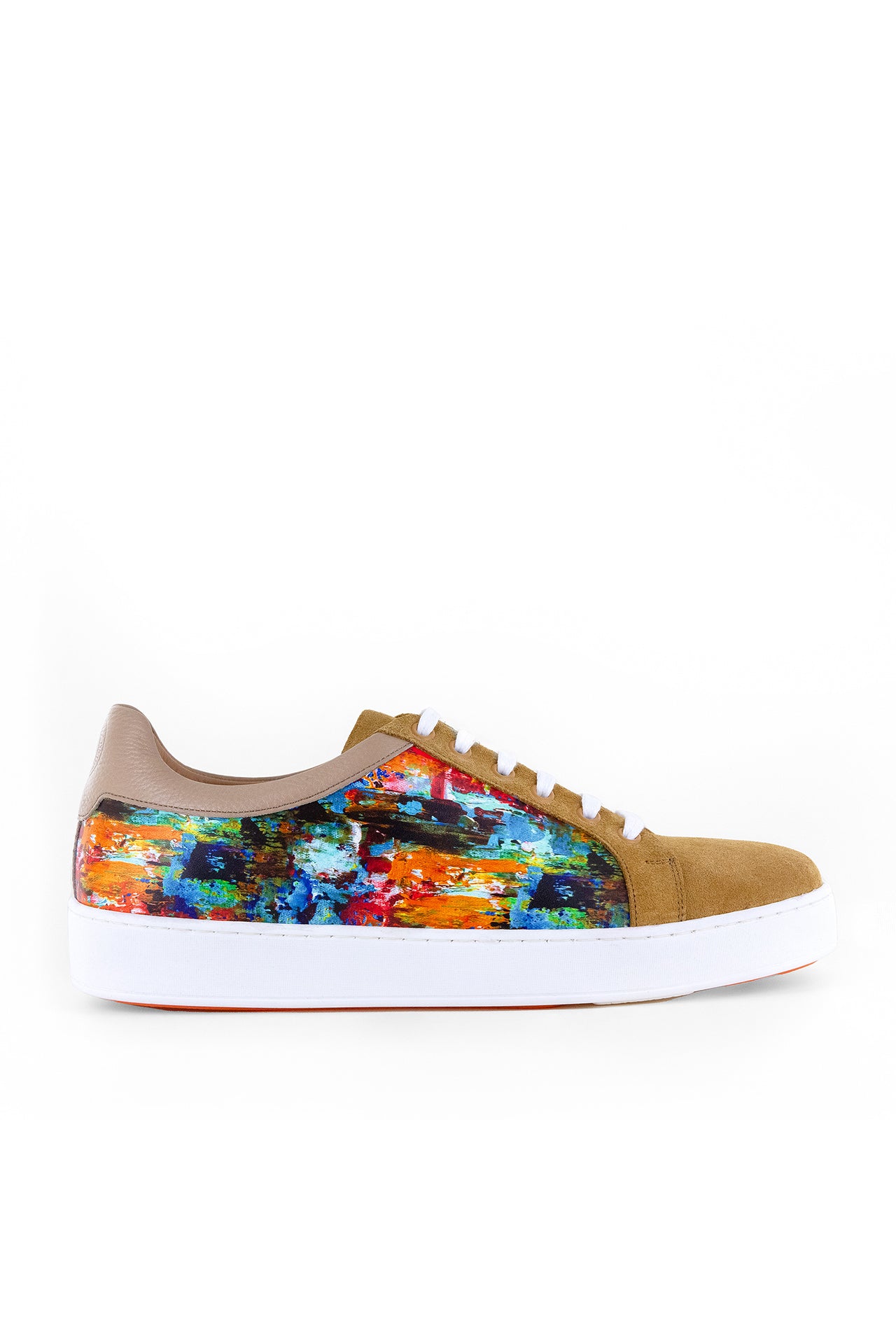 PAINT BRUSH PRINT SUEDE AND LEATHER SNEAKERS