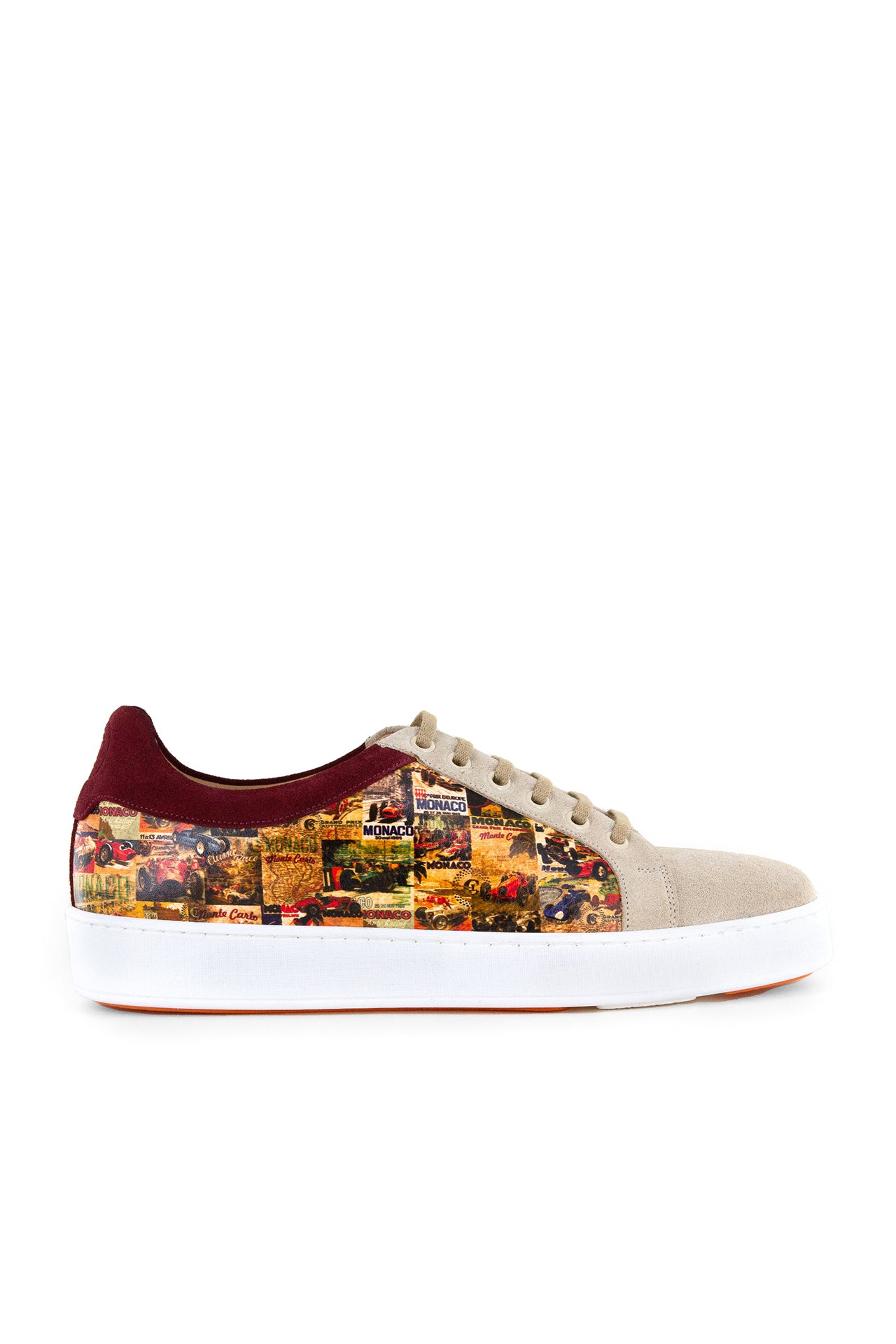 MONACO PRINT SUEDE AND LEATHER SNEAKER