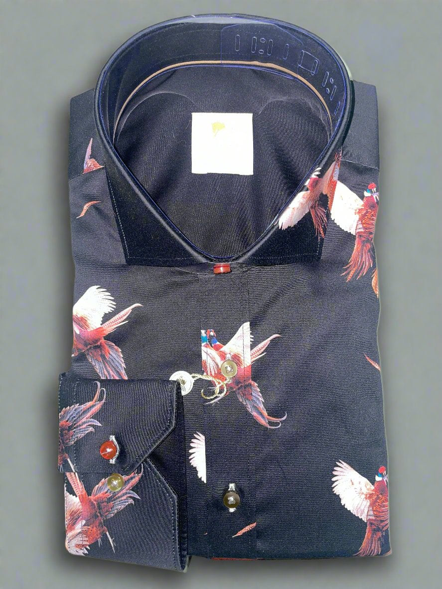 COURTSHIP PHEASANTS PRINT SHIRT