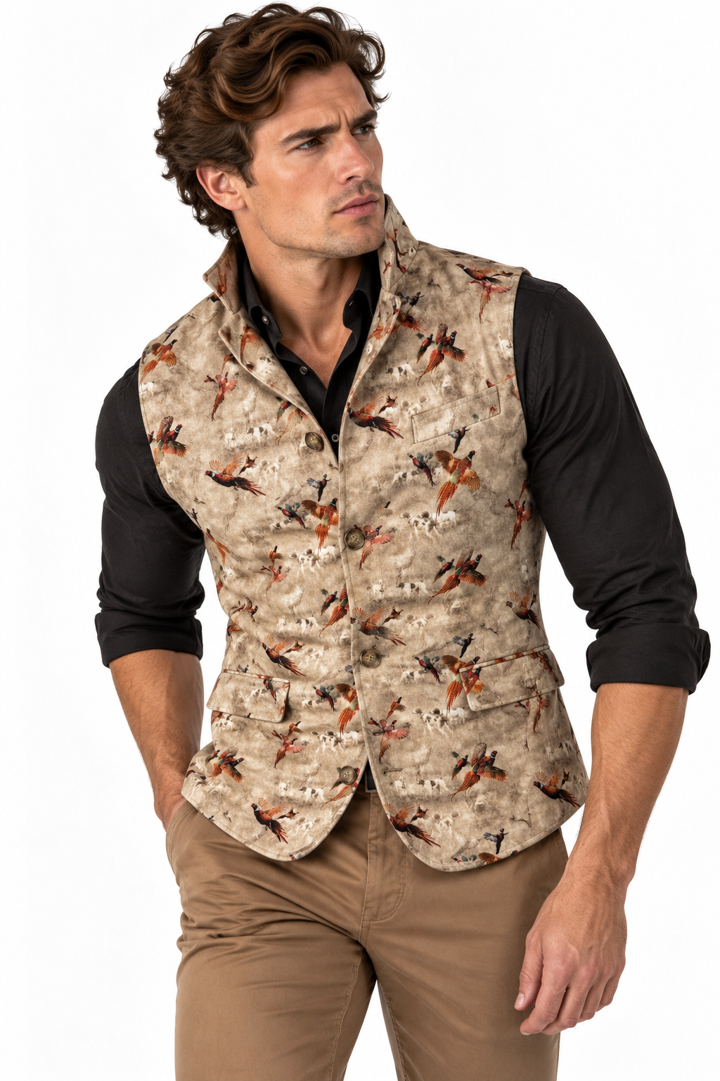 Pheasants in Flight Sleeveless Jacket