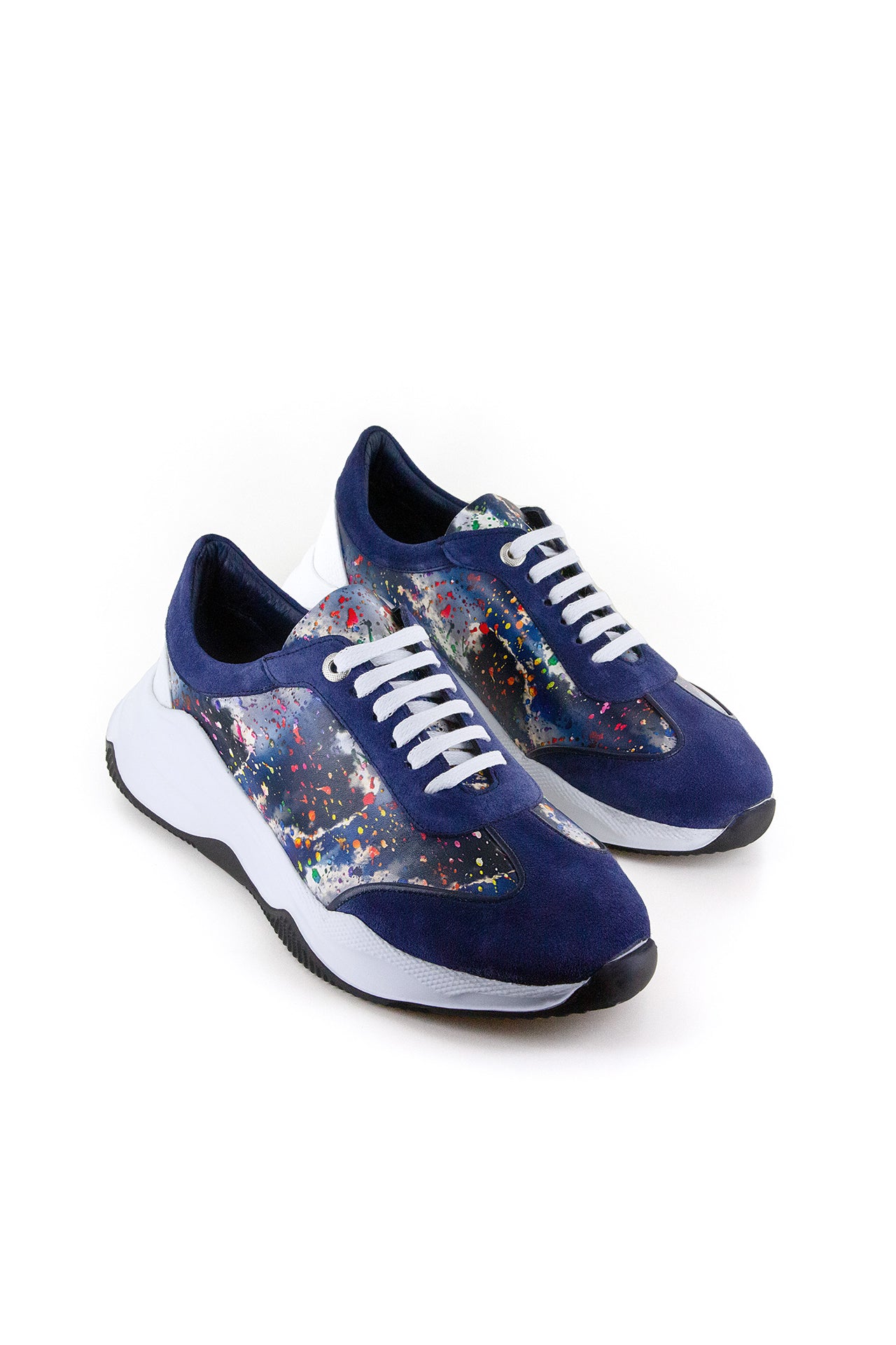 CLOUD AND PAINT SPLASH PRINTED LEATHER TRAINERS