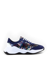 CLOUD AND PAINT SPLASH PRINTED LEATHER TRAINERS