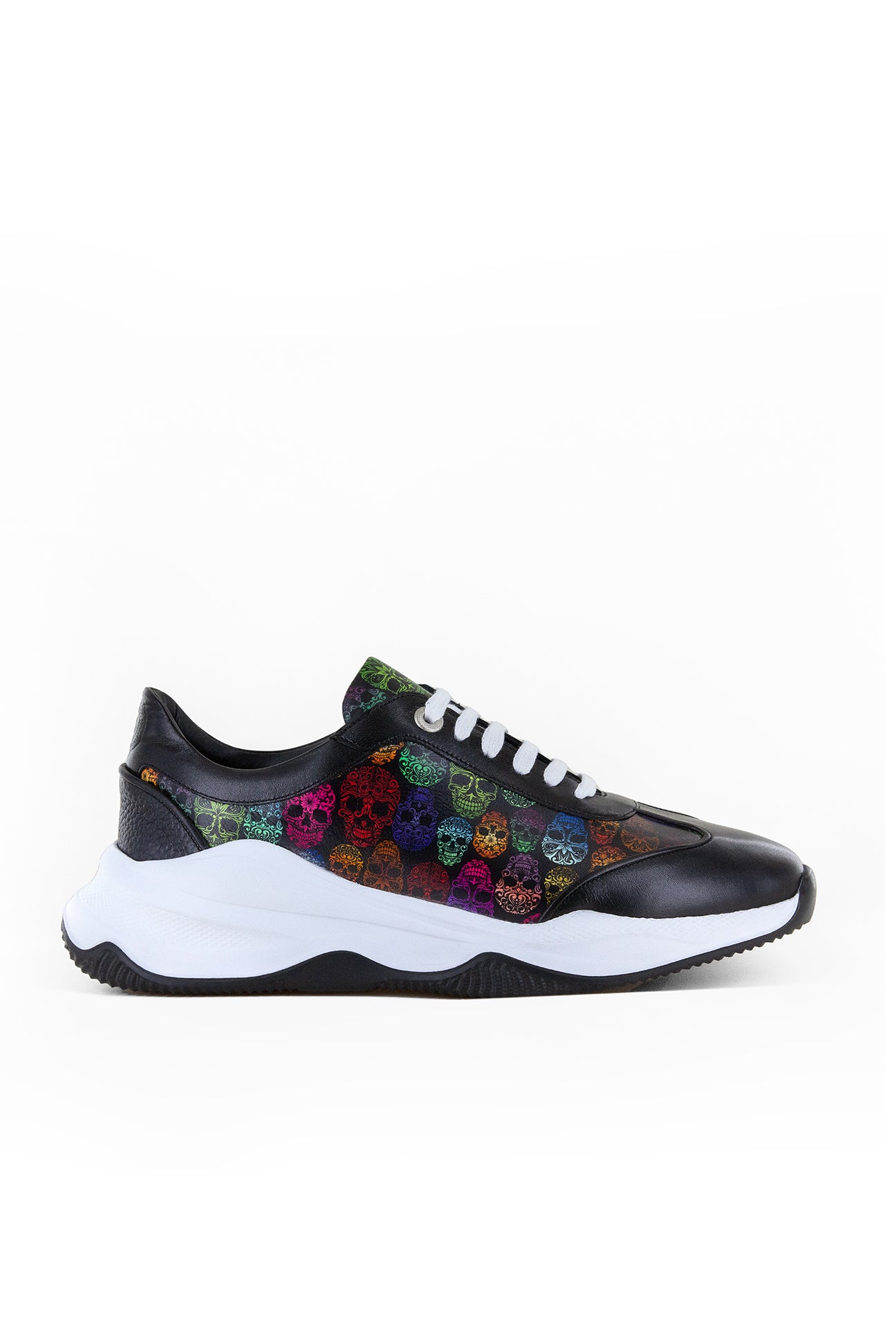 SKULL PRINT LEATHER TRAINERS