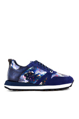 PAINT SPLASH PRINTED LEATHER AND SUEDE TRAINERS