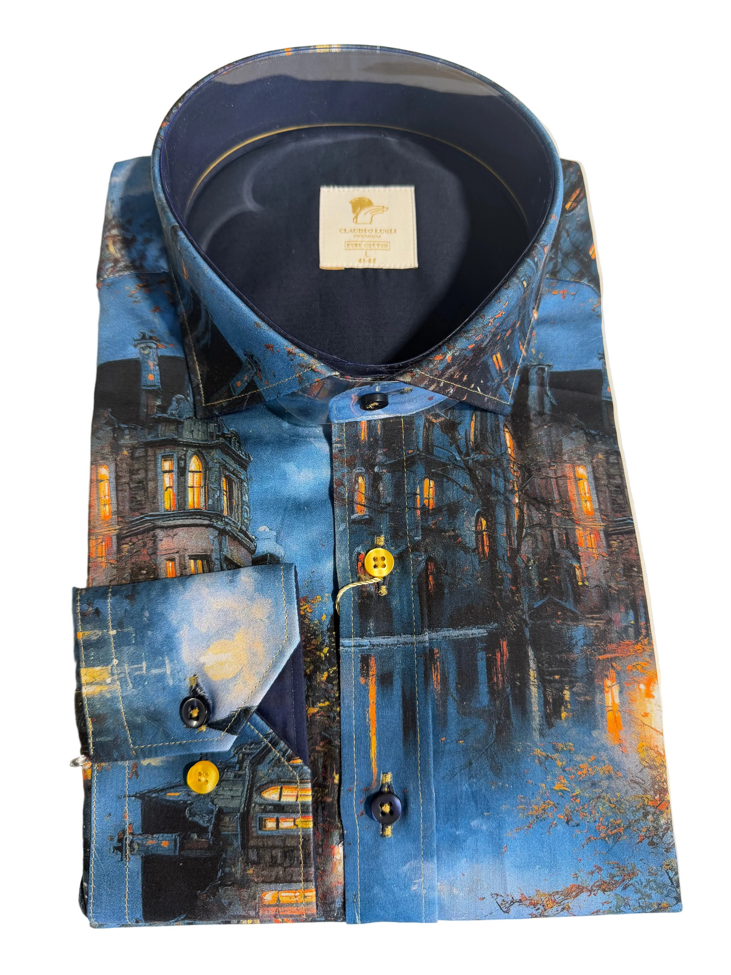 Navy London Print Shirt