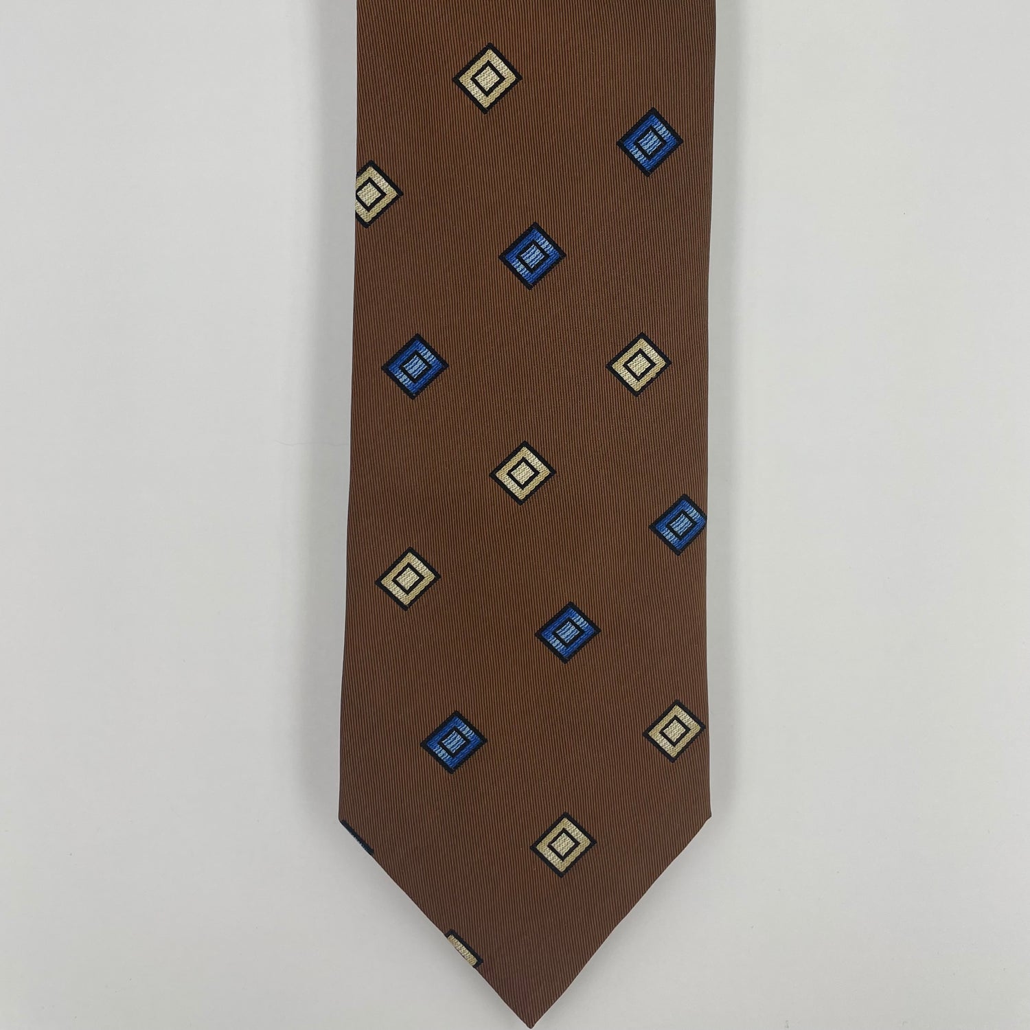 Silk Brown & Blue Diamonds Neck-Tie