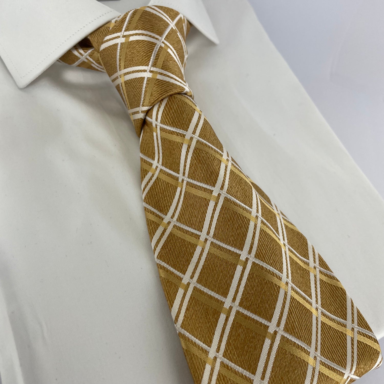 Silk Gold and White Neck-Tie