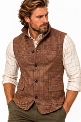 Tweed Houndstooth Sleeveless Jacket