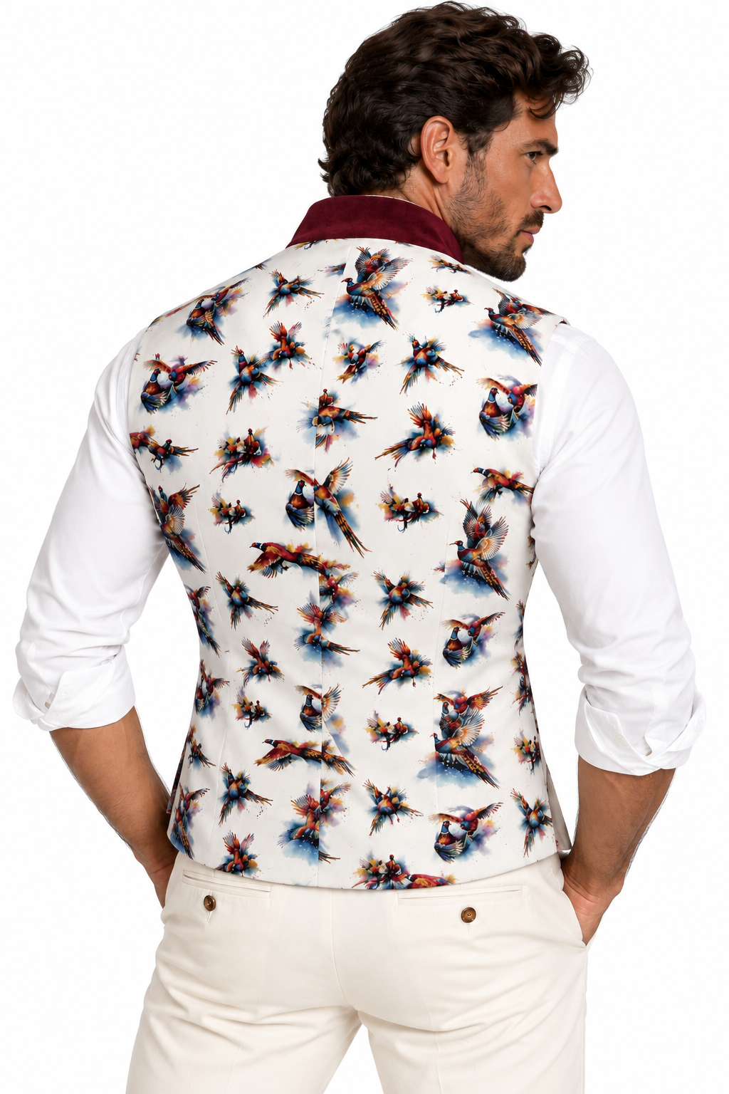 Estate Check Sleeveless Jacket with Pheasant Back