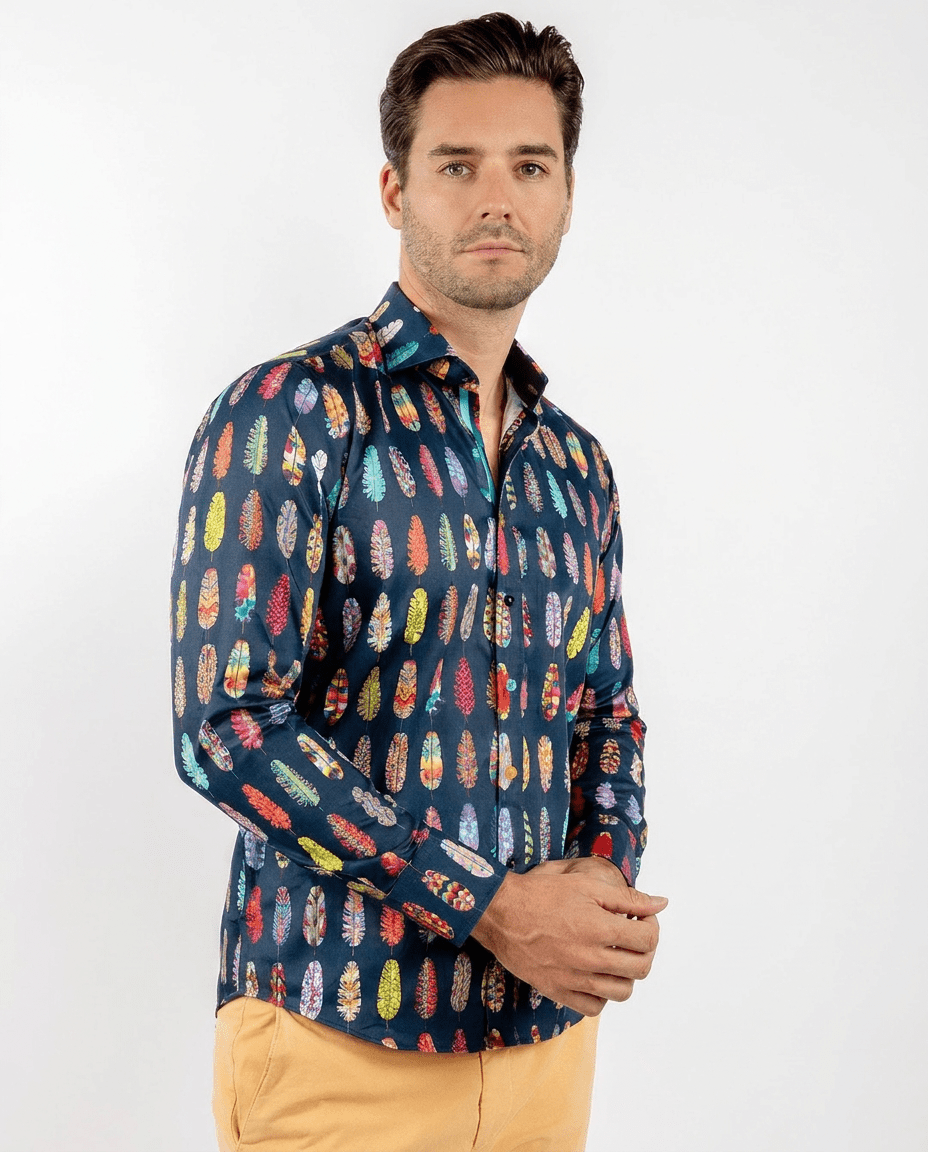 Abstract Printed Feathers Print Shirt - Claudio Lugli Shirts