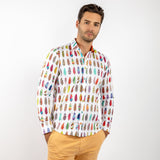 ABSTRACT PRINTED FEATHERS PRINT SHIRT - Premium Men's Patterned Shirt by Claudio Lugli | Bold Design, Tailored Fit, Best Printed Shirts