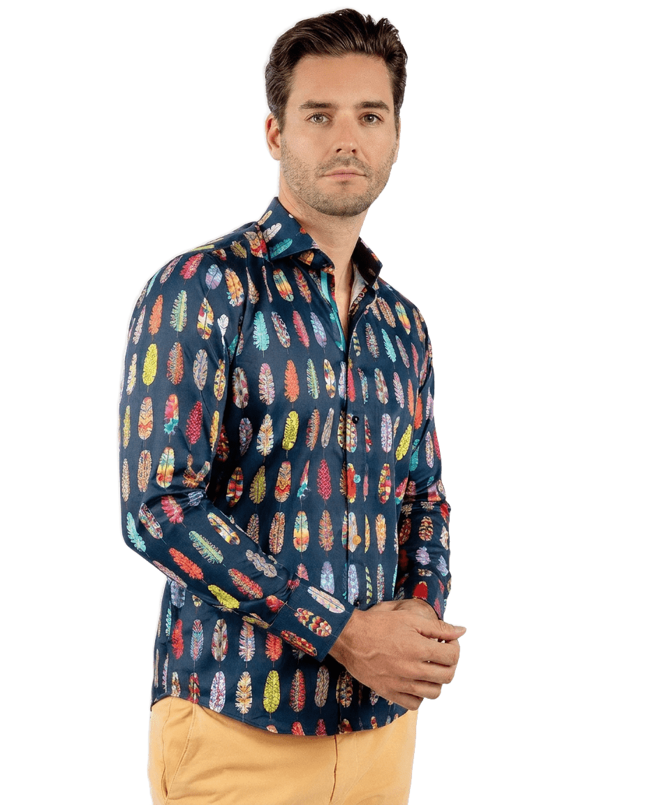 Abstract Printed Feathers Print Shirt - Claudio Lugli Shirts