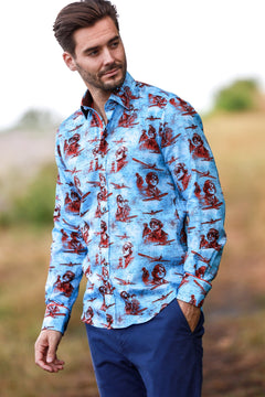 AIR FORCE TENCEL PRINT SHIRT - Claudio Lugli Shirts