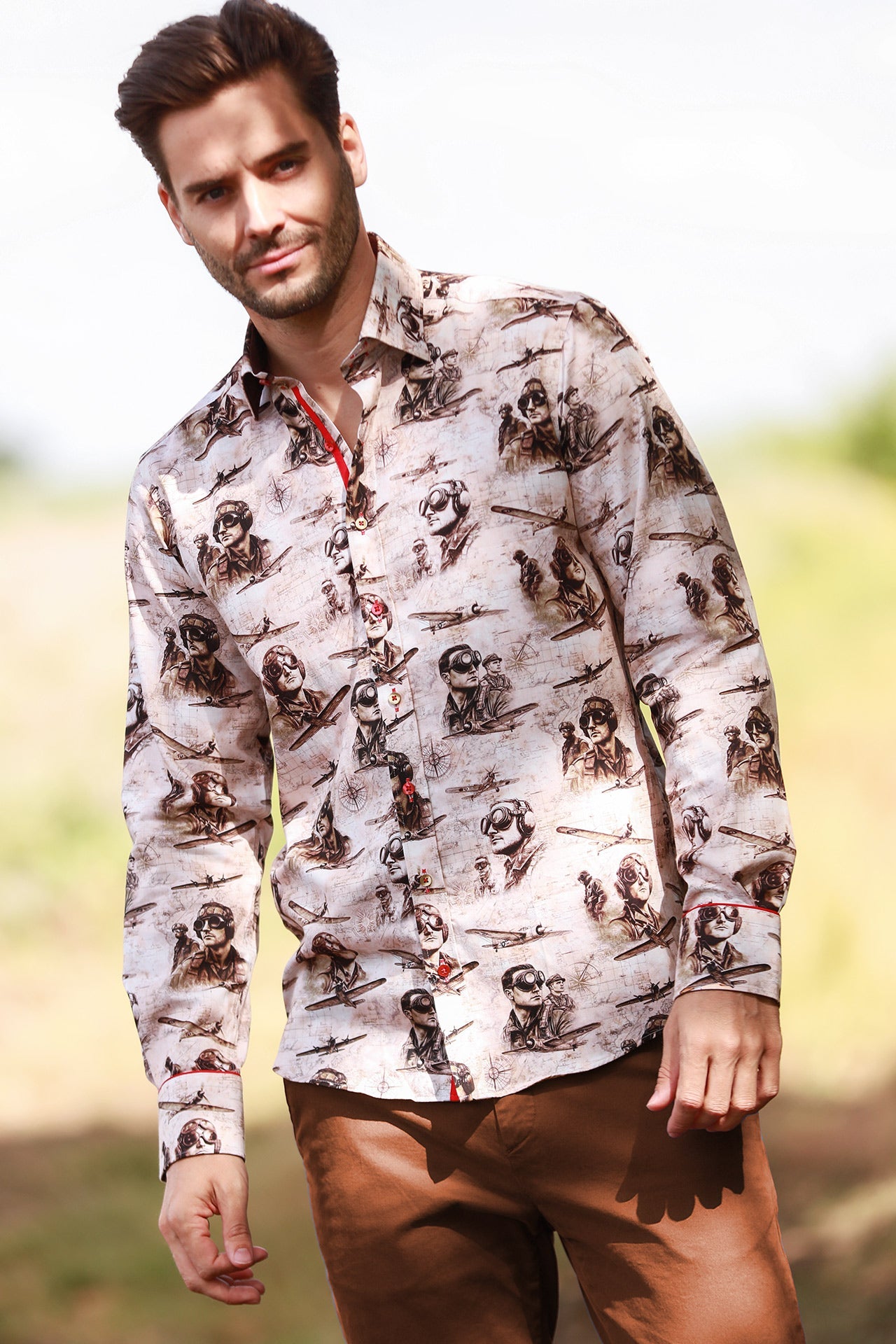 AIR FORCE TENCEL PRINT SHIRT - Claudio Lugli Shirts