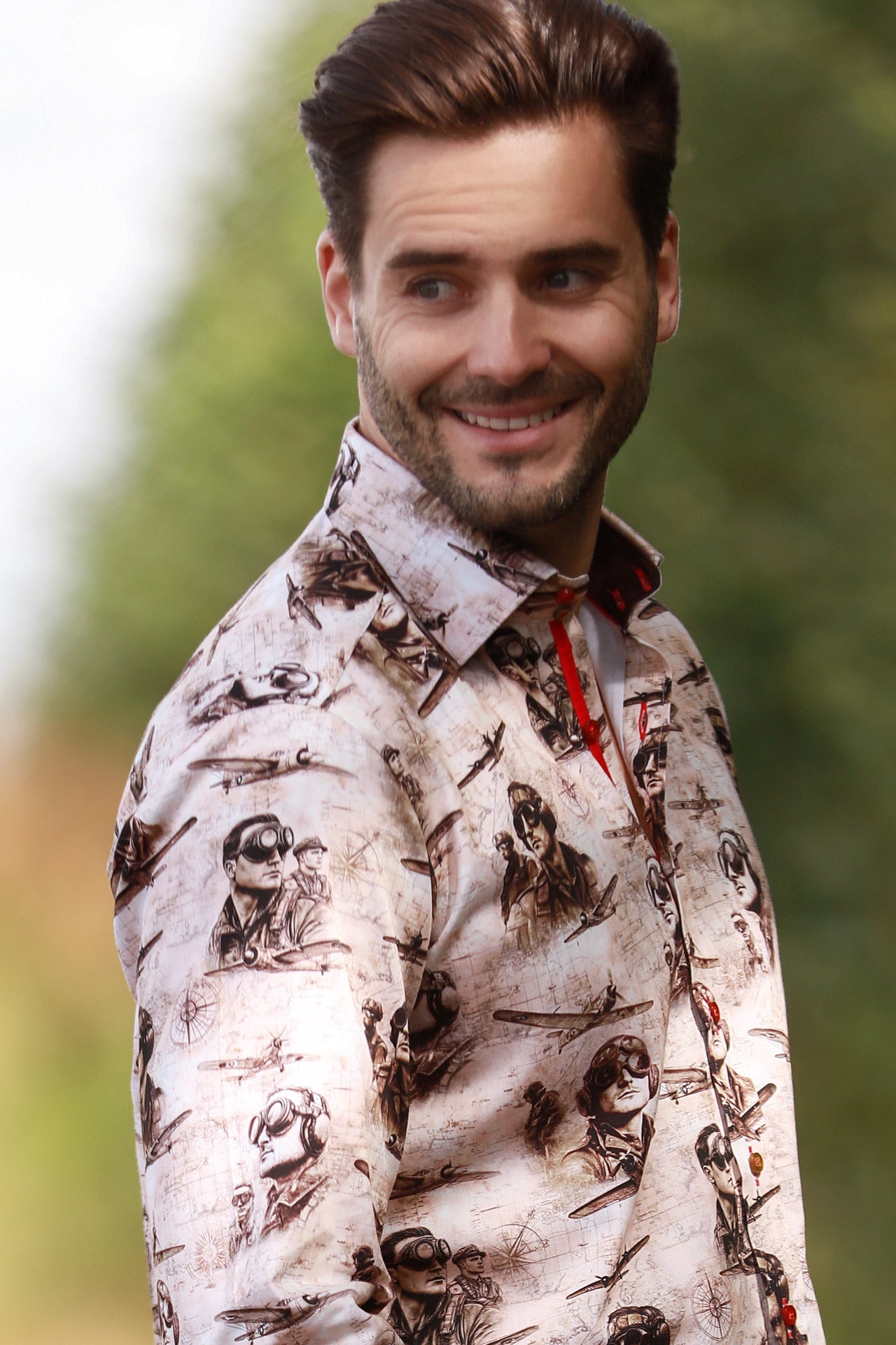 AIR FORCE TENCEL PRINT SHIRT - Claudio Lugli Shirts