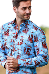 AIR FORCE TENCEL PRINT SHIRT - Claudio Lugli Shirts
