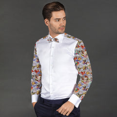 ANGELS PRINTED TUXEDO SHIRT WITH BOWTIE - Premium Men's Patterned Shirt by Claudio Lugli | Bold Design, Tailored Fit, Best Printed Shirts