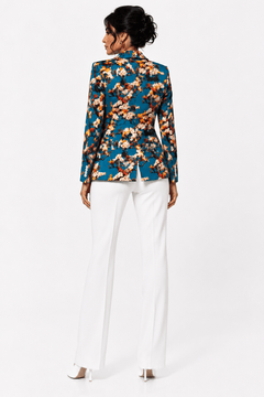 Aqua Enchanted Garden Print Blazer - Claudio Lugli Shirts