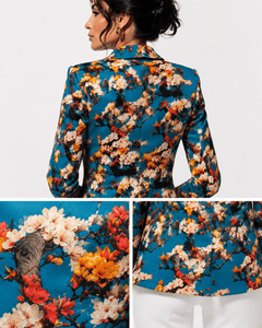 Aqua Enchanted Garden Print Blazer - Claudio Lugli Shirts