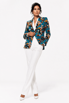 Aqua Enchanted Garden Print Blazer - Claudio Lugli Shirts