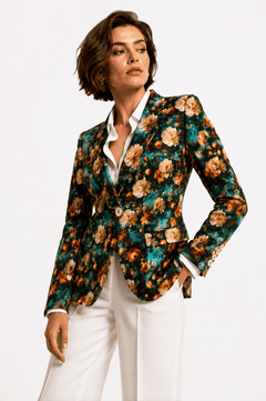 Aqua Renaissance Rose Print Blazer - Claudio Lugli Shirts