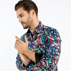 ART ATTACK PAINT SPLASH BLACK PRINT SHIRT - Claudio Lugli Shirts