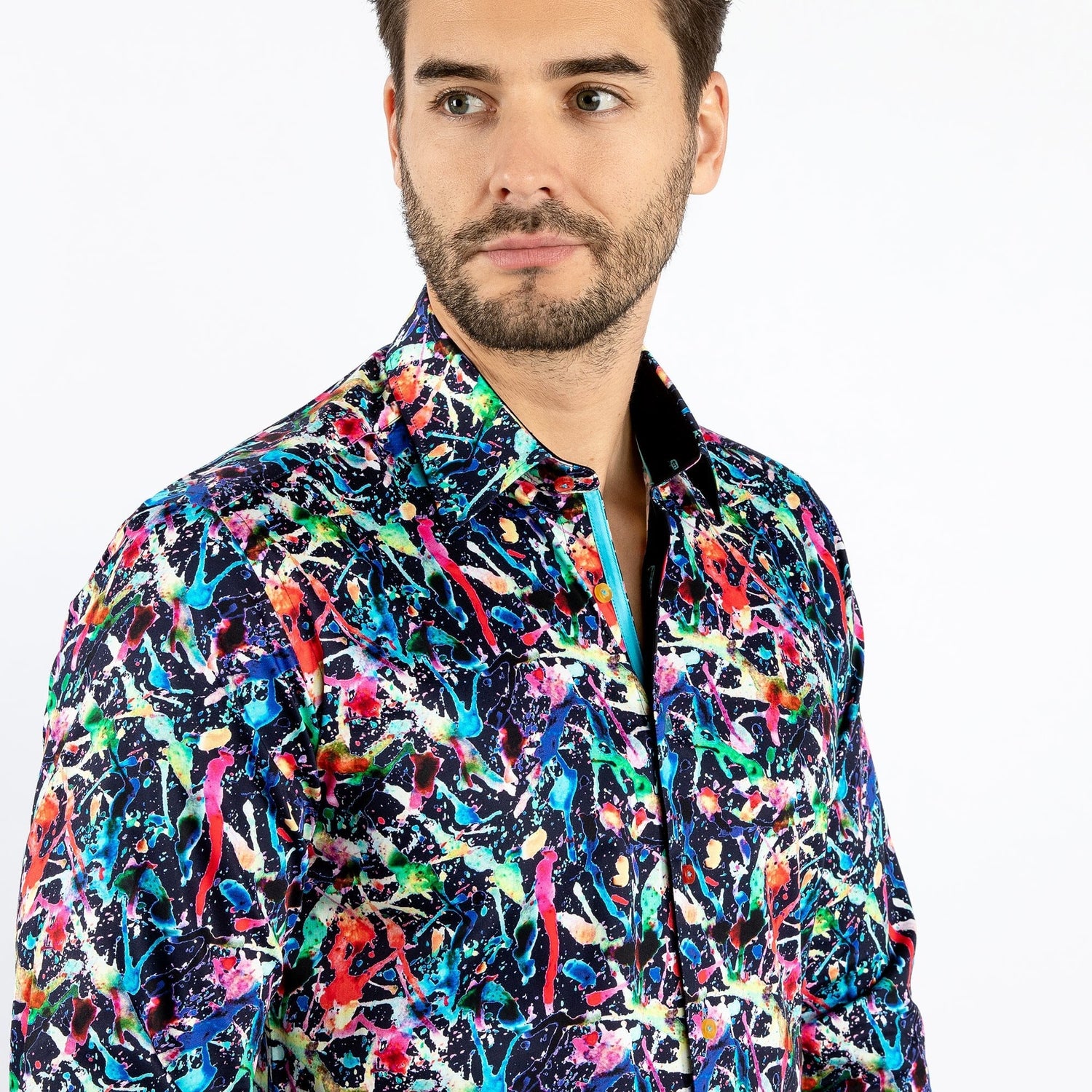 ART ATTACK PAINT SPLASH BLACK PRINT SHIRT - Claudio Lugli Shirts