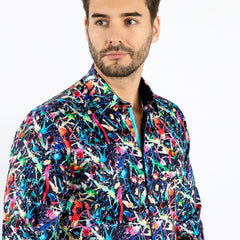 ART ATTACK PAINT SPLASH BLACK PRINT SHIRT - Claudio Lugli Shirts