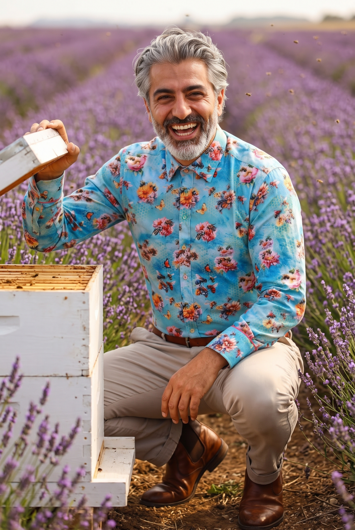 Bees and Flowers Print Shirt - Claudio Lugli Shirts