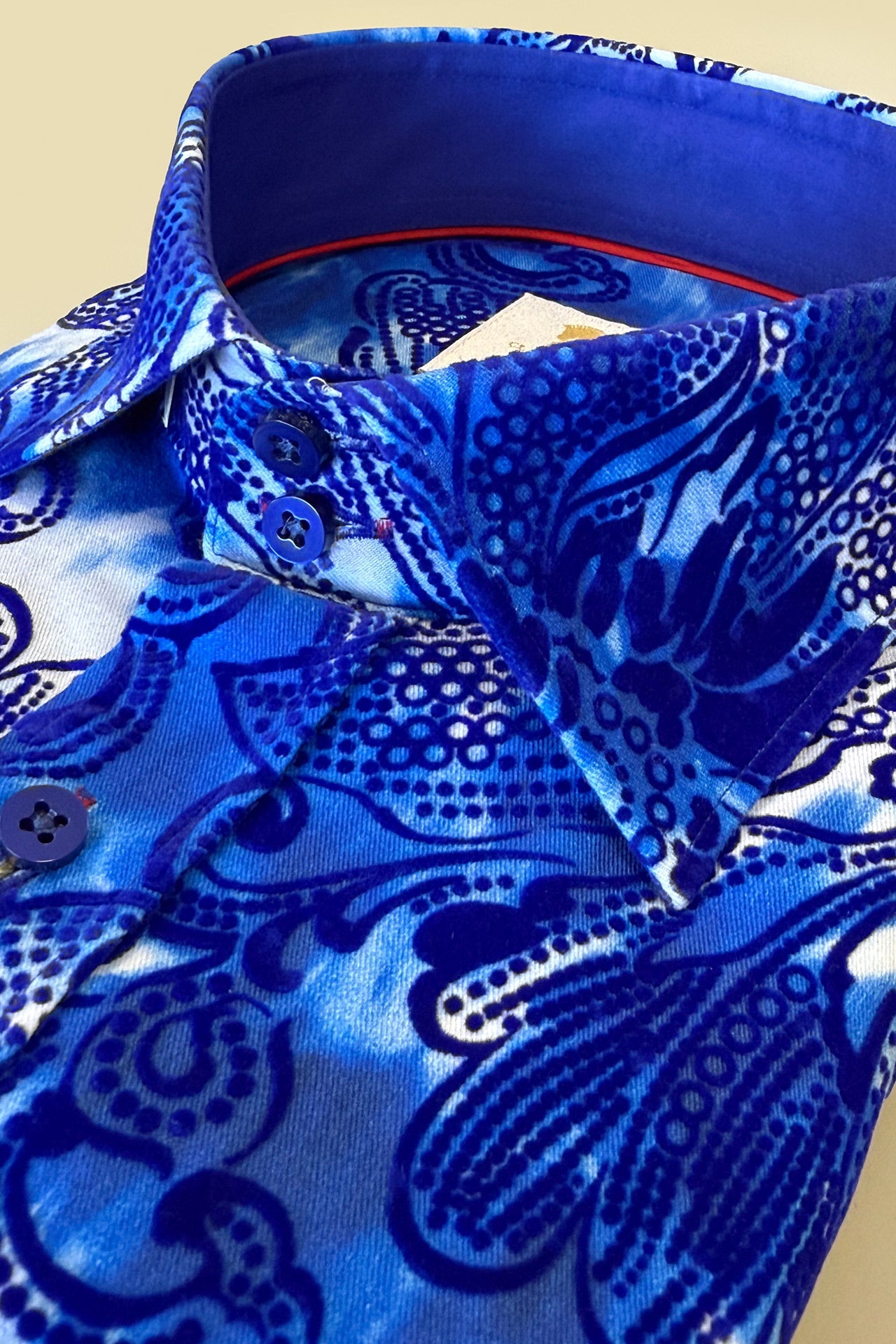 BIG FLORAL FLOCKING SHIRT WITH TIE - DYE SILHOUETTE LUXURY TEXTURED FINISH - Claudio Lugli Shirts