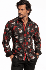 Black Day of the Dead Print Shirt - Claudio Lugli Shirts