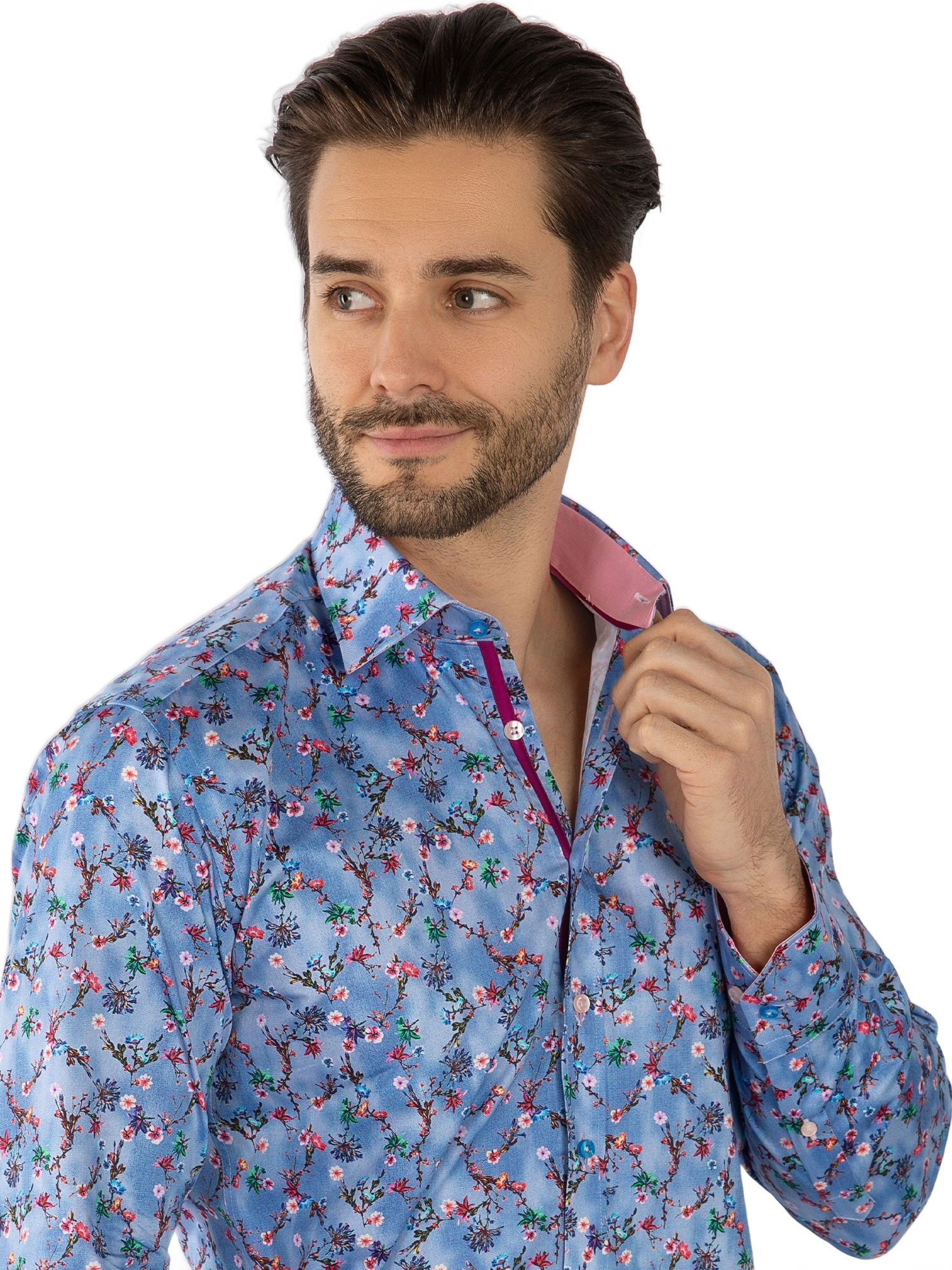 Blue Tie Dye Flowers Print Shirt - Claudio Lugli Shirts