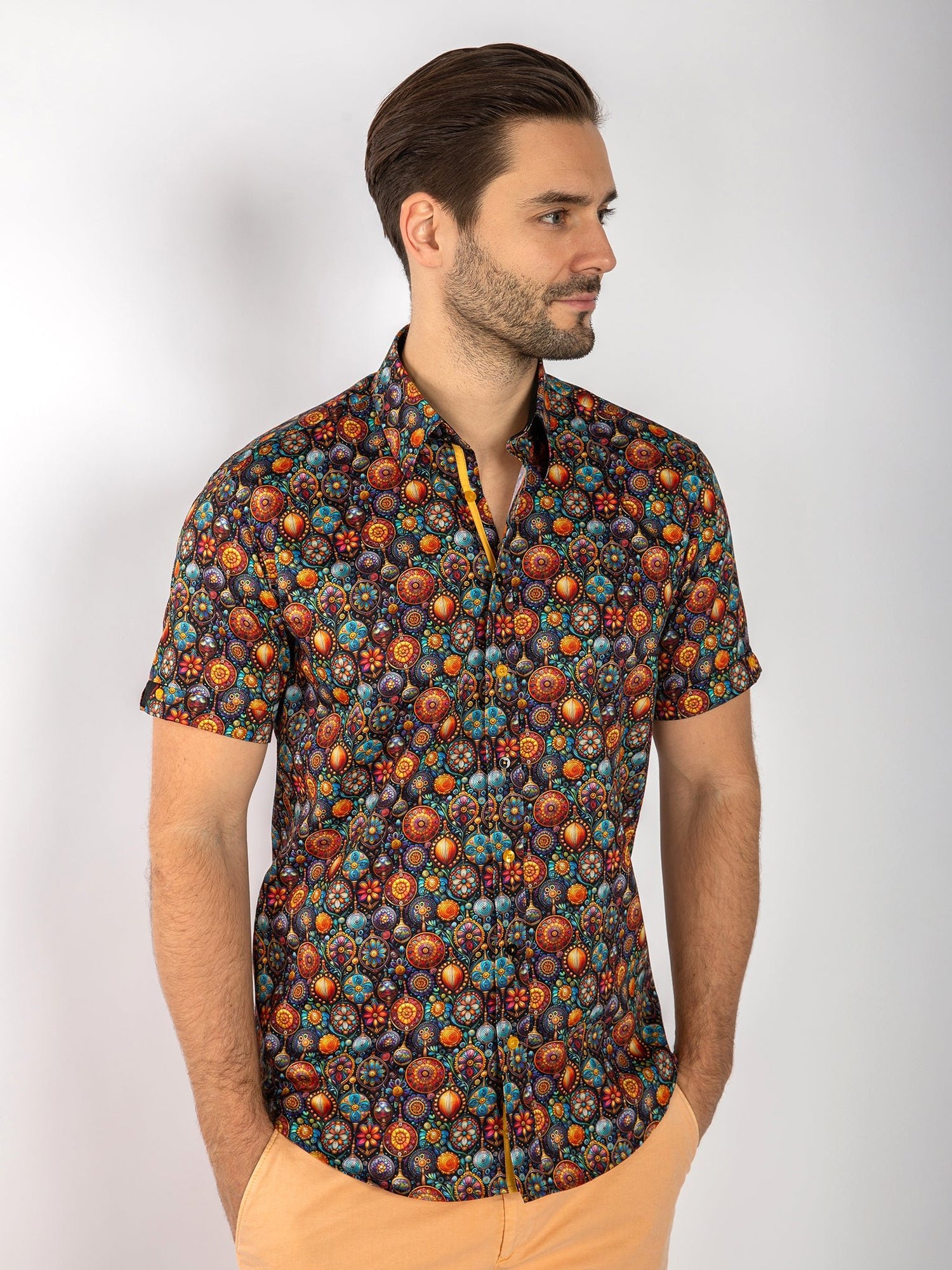 BOHEMIAN ORNAMENTS SHORT SLEEVE SHIRT - Claudio Lugli Shirts