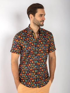 BOHEMIAN ORNAMENTS SHORT SLEEVE SHIRT - Claudio Lugli Shirts