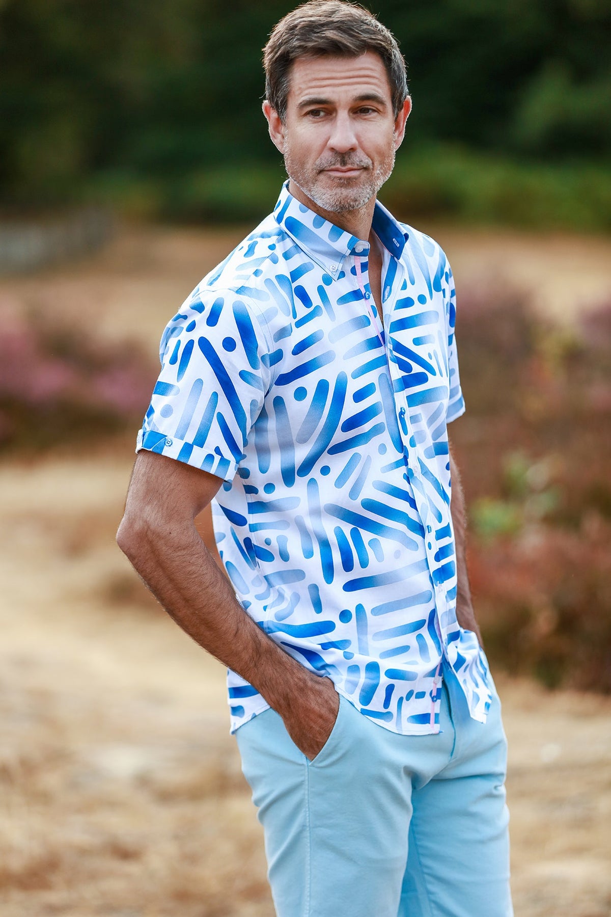 Bold Brushstroke Print Short Sleeve Shirt - Claudio Lugli Shirts