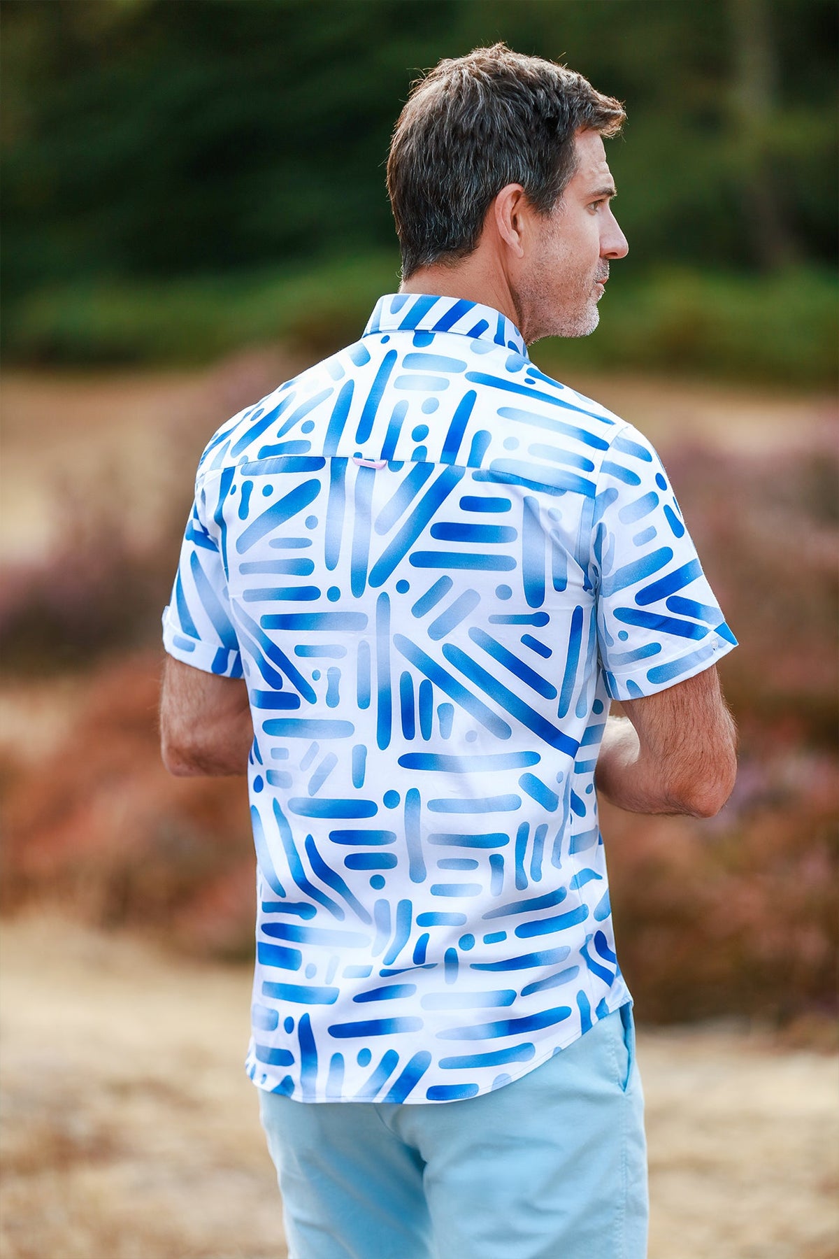 Bold Brushstroke Print Short Sleeve Shirt - Claudio Lugli Shirts