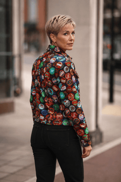 Bottle Cap Print Denim Cotton Shacket - Claudio Lugli Shirts