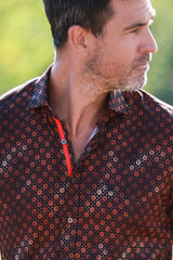 BRONZE FLORAL SHIMMER TENCEL PRINT SHIRT - Claudio Lugli Shirts
