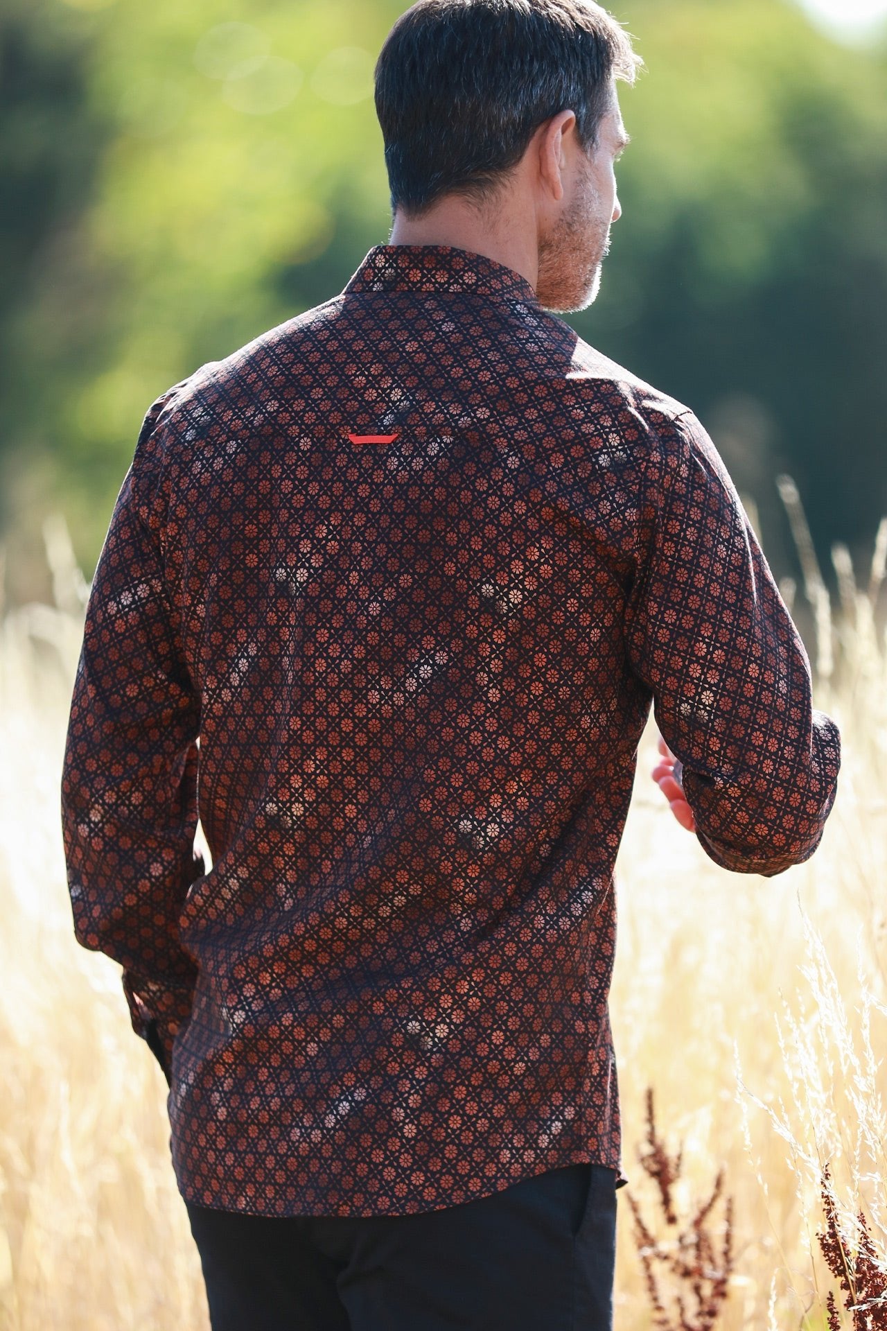 BRONZE FLORAL SHIMMER TENCEL PRINT SHIRT - Claudio Lugli Shirts