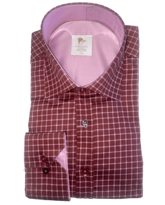 Brown Base Pink Check Shirt - Claudio Lugli Shirts