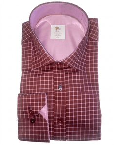 Brown Base Pink Check Shirt - Claudio Lugli Shirts