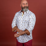 WORKER BEE PRINT SHIRT – Premium Men's Patterned Shirt by Claudio Lugli | Bold Design, Tailored Fit, Best Printed Shirts