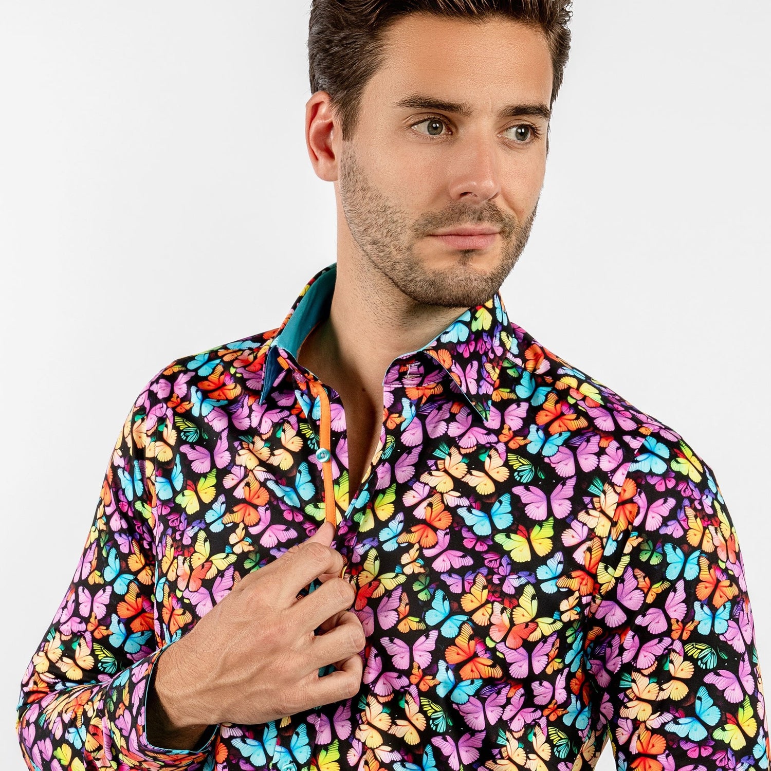 BUTTERFLIES MULTICOLOUR PRINT SHIRT - Premium Men's Patterned Shirt by Claudio Lugli | Bold Design, Tailored Fit, Best Printed Shirts