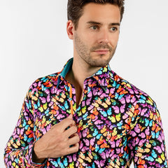 BUTTERFLIES MULTICOLOUR PRINT SHIRT - Premium Men's Patterned Shirt by Claudio Lugli | Bold Design, Tailored Fit, Best Printed Shirts