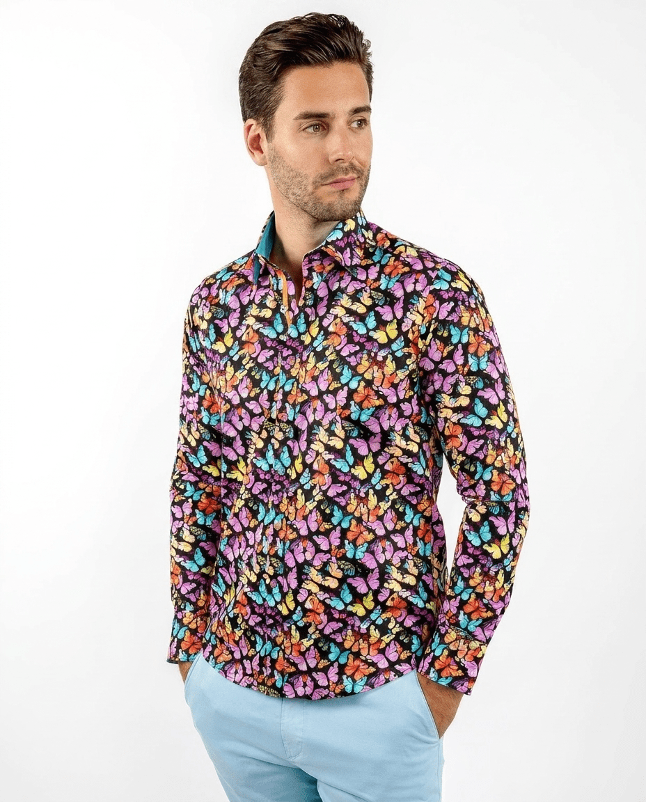 Butterflies Multicolour Print Shirt - Claudio Lugli Shirts