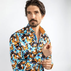 BUTTERFLY BLOOM - Premium Men's Patterned Shirt by Claudio Lugli | Bold Design, Tailored Fit, Best Printed Shirts