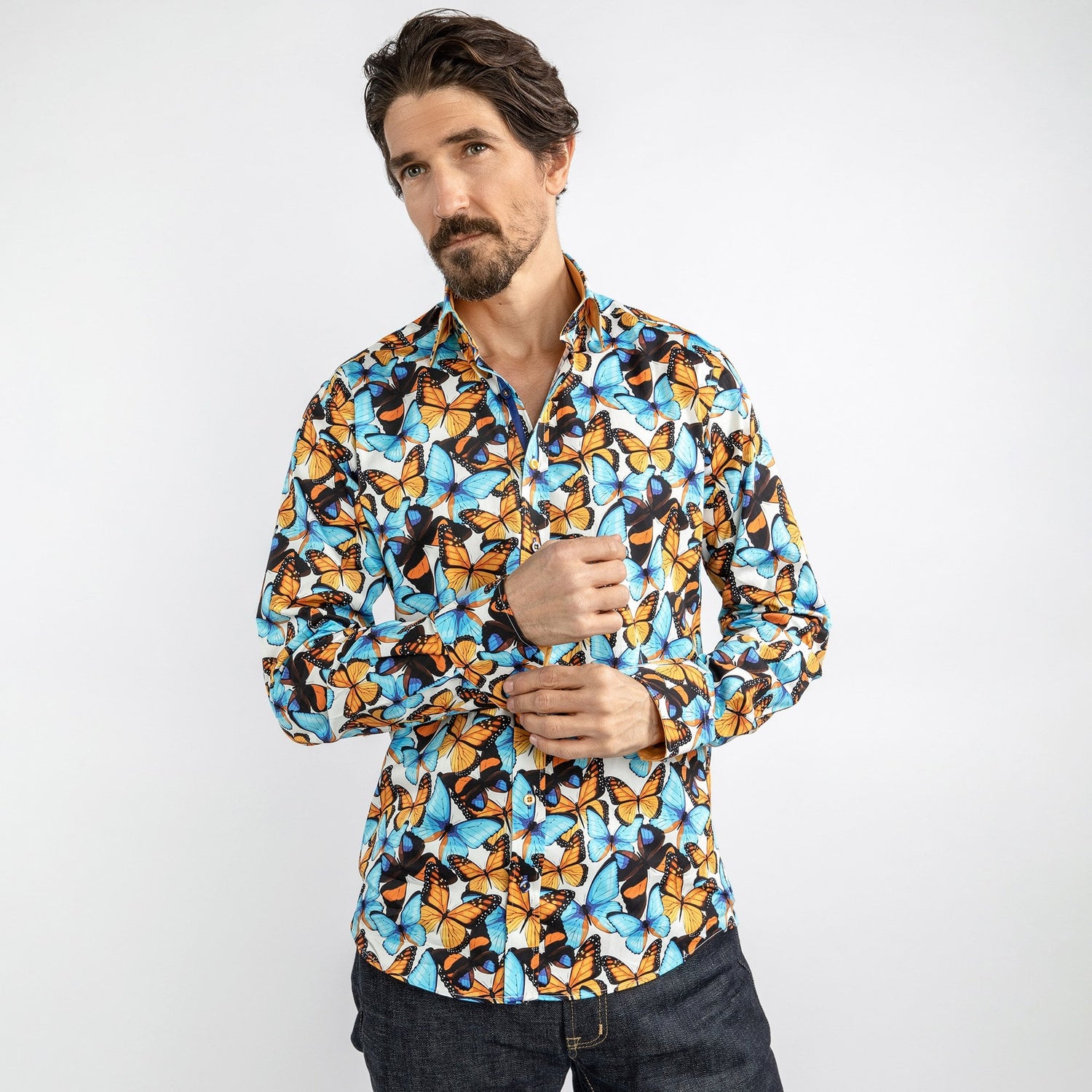 BUTTERFLY BLOOM - Premium Men's Patterned Shirt by Claudio Lugli | Bold Design, Tailored Fit, Best Printed Shirts