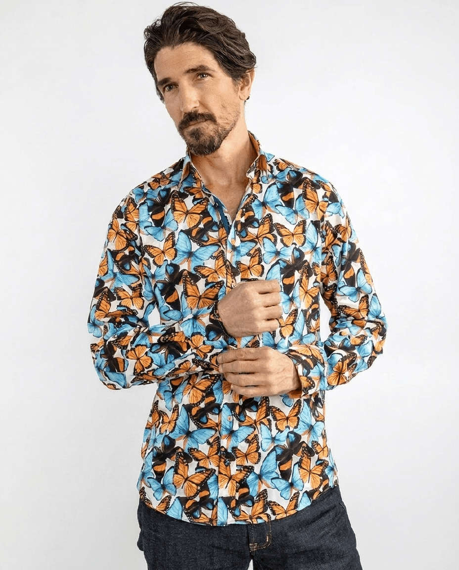 Butterfly Bloom Print Shirt - Claudio Lugli Shirts